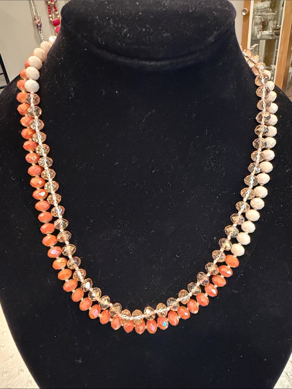 Elegant Orange Crystal Beaded Necklace - Women Jewelry